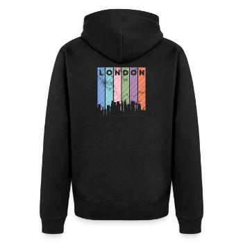 London - Unisex Premium Bio Zip Hoodie - Schwarz - Hinten - Nico (187cm)