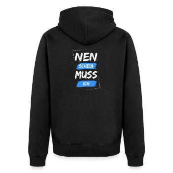 Nen scheiß muss ich - Unisex Premium Bio Zip Hoodie - Schwarz - Hinten - Nico (187cm)