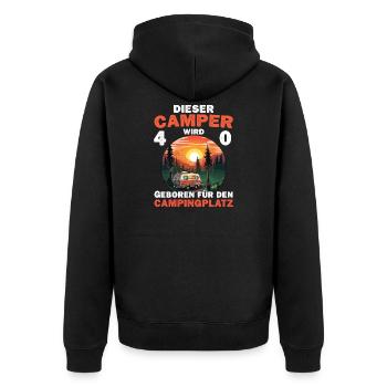 Lustiger 40 Geburtstag Camping Camper Spruch - Unisex Premium Bio Zip Hoodie - Schwarz - Hinten - Nico (187cm)