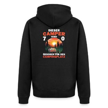 Lustiger Camper 70 Geburtstag Camping Spruch - Unisex Premium Bio Zip Hoodie - Schwarz - Hinten - Nico (187cm)