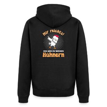 Huhn Hühner - Unisex Premium Bio Zip Hoodie - Schwarz - Hinten - Nico (187cm)