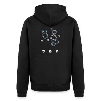 Joy, Bubble Happiness Positive Energy Shirt - Veste à capuche bio Premium Unisexe - noir - Dos - Nico (187cm)