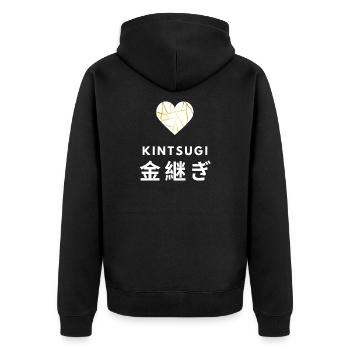 Kintsugi Japanese Healing Philosophy Design - Unisex Premium Organic Zip Hoodie - black - Back - Nico (187cm)
