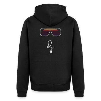 DJ Retro Electro Club Party Music Shirt - Unisex Premium Bio Zip Hoodie - Schwarz - Hinten - Nico (187cm)
