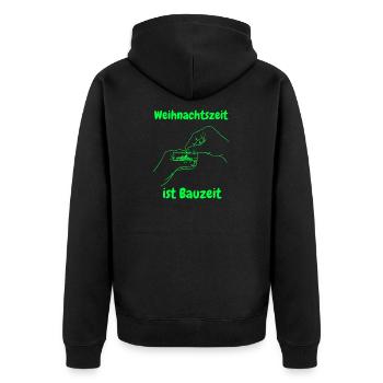 Weihnachtszeit ist Bauzeit - Unisex Premium Bio Zip Hoodie - Schwarz - Hinten - Nico (187cm)