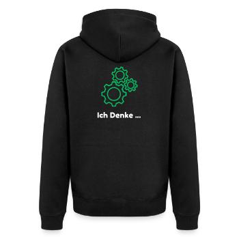 Denkende Zahnräder Design - Unisex Premium Bio Zip Hoodie - Schwarz - Hinten - Nico (187cm)