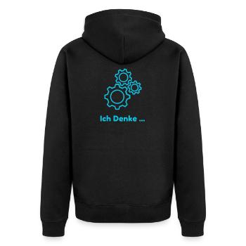 Ich Denke Lustig Sarkasmus Humor Spruch - Unisex Premium Bio Zip Hoodie - Schwarz - Hinten - Nico (187cm)