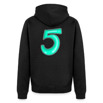 5 Number Number Motif - Unisex Premium Organic Zip Hoodie - black - Back - Nico (187cm)