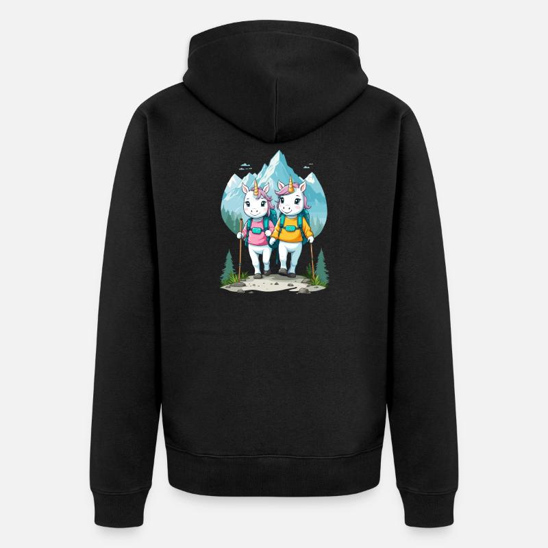 Wanderer Einhörner - Unisex Premium Bio Zip Hoodie - Schwarz