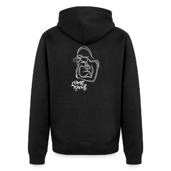 MAMA - Unisex Premium Bio Zip Hoodie - Schwarz - Hinten - Nico (187cm)