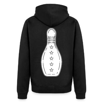 Bowling Spiel - Unisex Premium Bio Zip Hoodie - Schwarz - Hinten - Nico (187cm)