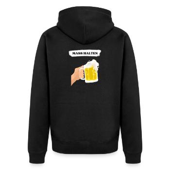 (Bier)Mass halten perfekt fürs Volksfest - Unisex Premium Bio Zip Hoodie - Schwarz - Hinten - Nico (187cm)