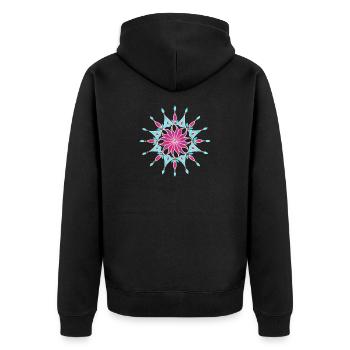 Blumen Mandala - Sonja Ariel von Staden - Unisex Premium Bio Zip Hoodie - Schwarz - Hinten - Nico (187cm)