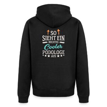 So sieht ein richtig cooler Podologe aus Fußpflege - Unisex Premium Bio Zip Hoodie - Schwarz - Hinten - Nico (187cm)