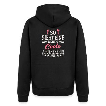 So sieht eine richtig coole Apothekerin aus - Unisex Premium Bio Zip Hoodie - Schwarz - Hinten - Nico (187cm)