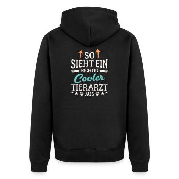 So sieht ein richtig cooler Tierarzt aus Veterinär - Unisex Premium Bio Zip Hoodie - Schwarz - Hinten - Nico (187cm)