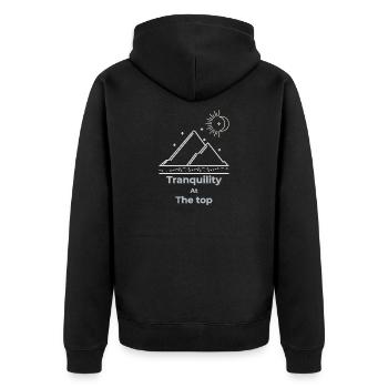 Ruhe auf höchstem Niveau, Slow Living - Unisex Premium Bio Zip Hoodie - Schwarz - Hinten - Nico (187cm)
