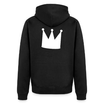 König - Unisex Premium Bio Zip Hoodie - Schwarz - Hinten - Nico (187cm)