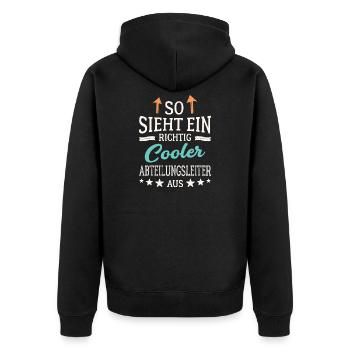 So sieht ein richtig cooler Abteilungsleiter aus - Unisex Premium Bio Zip Hoodie - Schwarz - Hinten - Nico (187cm)