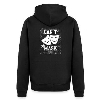 Can’t Mask Today – Neurodivergent Energy Drain - Unisex Premium Bio Zip Hoodie - Schwarz - Hinten - Nico (187cm)
