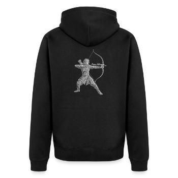 Arrow Whisperer Bogenschütze Geschenk Bogensport - Unisex Premium Bio Zip Hoodie - Schwarz - Hinten - Nico (187cm)