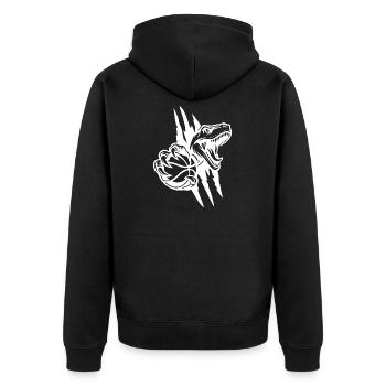 Brüllender Raptor-Basketball - Unisex Premium Bio Zip Hoodie - Schwarz - Hinten - Nico (187cm)