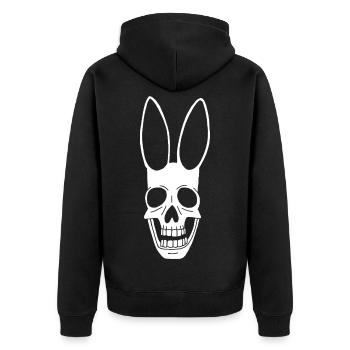 White Rabbit Skull - Unisex Premium Organic Zip Hoodie - black - Back - Nico (187cm)