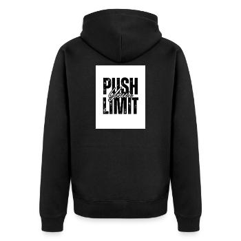 Motivierende Textgestaltung mit starker Typografie - Unisex Premium Bio Zip Hoodie - Schwarz - Hinten - Nico (187cm)