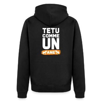 TEXT WIE EIN ESEL - Unisex Premium Bio Zip Hoodie - Schwarz - Hinten - Nico (187cm)
