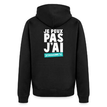Ich kann nicht schwimmen - Unisex Premium Bio Zip Hoodie - Schwarz - Hinten - Nico (187cm)