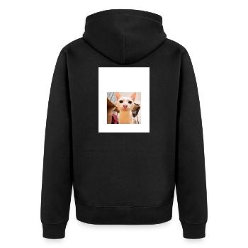Playful Cat Portrait with Sniffing Detail - Unisex Premium Organic Zip Hoodie - black - Back - Nico (187cm)