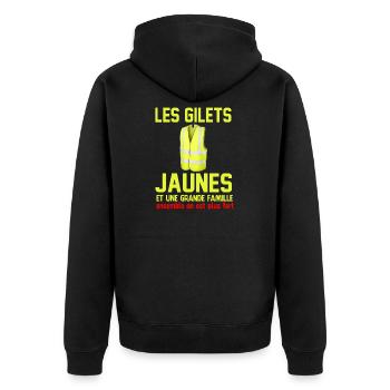 Yellow Wests T-Shirt - Unisex Premium Bio Zip Hoodie - Schwarz - Hinten - Nico (187cm)