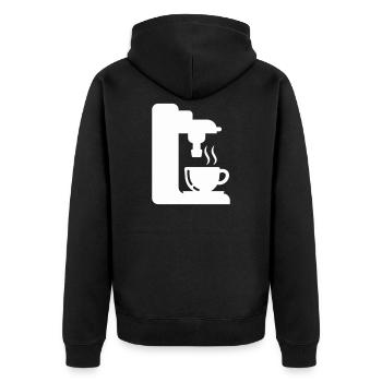 Espresso Maschine Outline Kaffee Illustration - Unisex Premium Bio Zip Hoodie - Schwarz - Hinten - Nico (187cm)