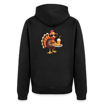 Thanksgiving Turkey with Sunglasses - Unisex Premium Organic Zip Hoodie - black - Back - Nico (187cm)