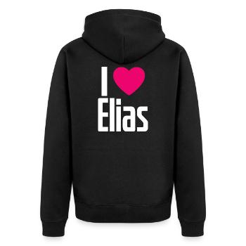 I Love Elias Pink Heart I Love Elias - Unisex Premium Organic Zip Hoodie - black - Back - Nico (187cm)