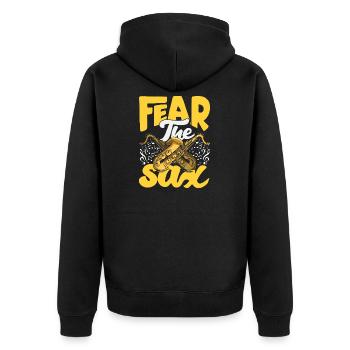 Saxofon - Unisex Premium Bio Zip Hoodie - Schwarz - Hinten - Nico (187cm)