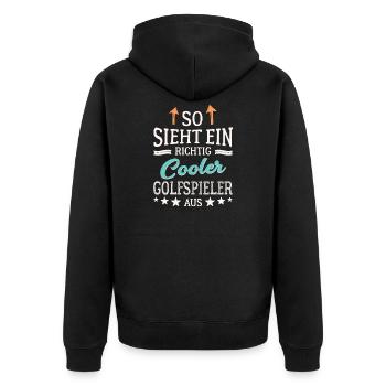 So sieht ein richtig cooler Golfspieler aus  - Unisex Premium Bio Zip Hoodie - Schwarz - Hinten - Nico (187cm)