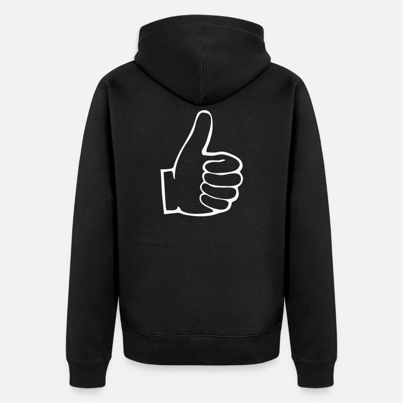 Daumen Hoch Outline - Unisex Premium Bio Zip Hoodie - Schwarz