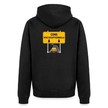 Exceptional lane sign for idiots - Unisex Premium Organic Zip Hoodie - black - Back - Nico (187cm)