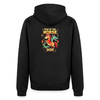 Nouvel An chinois du cheval 2026 - Veste à capuche bio Premium Unisexe - noir - Dos - Nico (187cm)