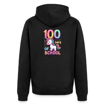 100th Day Of School 100 Day Of School Kids - Unisex Premium Organic Zip Hoodie - black - Back - Nico (187cm)