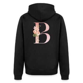 B Pastel Floral - Unisex Premium Organic Zip Hoodie - black - Back - Nico (187cm)