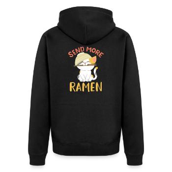 Send More Ramen Cute Kawaii Cat Noodle Art - Unisex Premium Bio Zip Hoodie - Schwarz - Hinten - Nico (187cm)