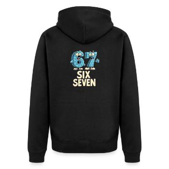 US Flag 67 Memes Six Seven - Unisex Premium Organic Zip Hoodie - black - Back - Nico (187cm)