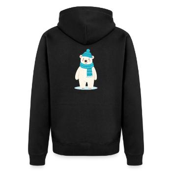Un joli ours polaire avec chapeau et écharpe - Veste à capuche bio Premium Unisexe - noir - Dos - Nico (187cm)