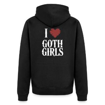 I Heart Goth Girls - Unisex Premium Organic Zip Hoodie - black - Back - Nico (187cm)