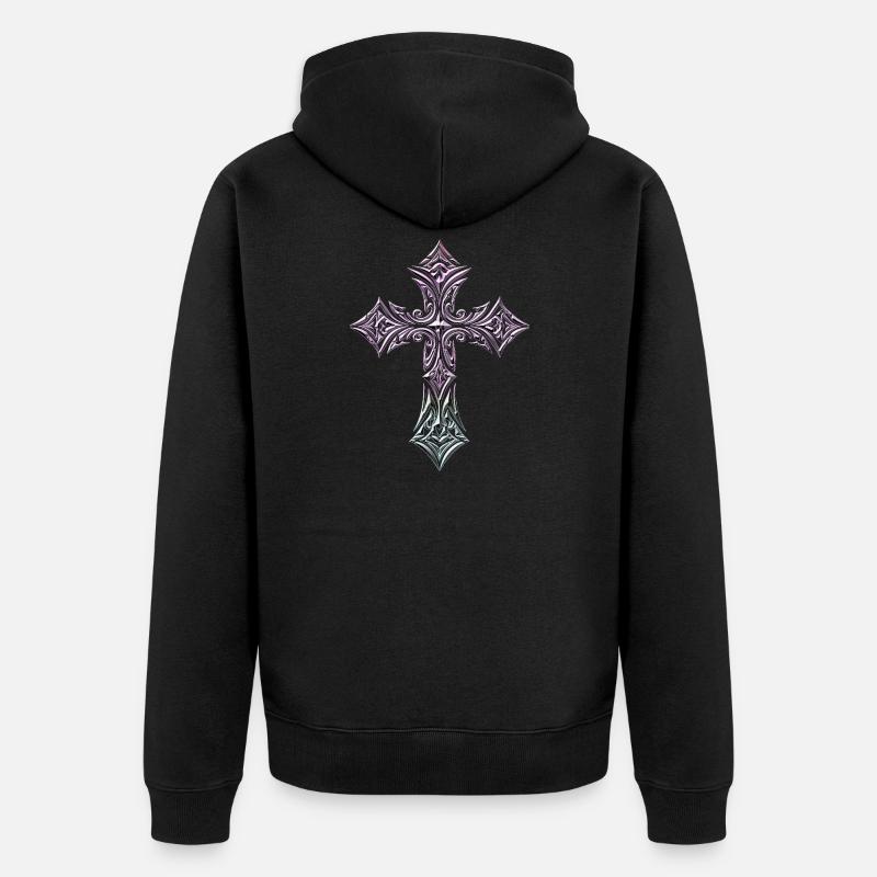 Croix ornée pastel - Veste à capuche bio Premium Unisexe - noir