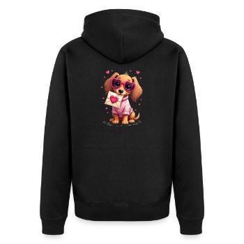 Dackel Dachshund Tekel - Unisex Premium Organic Zip Hoodie - black - Back - Nico (187cm)