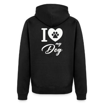 I love my dog - Unisex Premium Organic Zip Hoodie - black - Back - Nico (187cm)