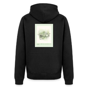 Vintage Auto mit Blumenrahmen - Unisex Premium Bio Zip Hoodie - Schwarz - Hinten - Nico (187cm)